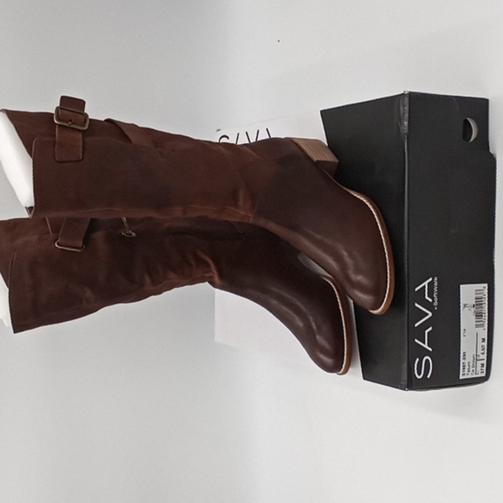SAVA x SoftWalk Tatum Knee High Leather‎ Boots Dark Brown 6.5/7M (37)